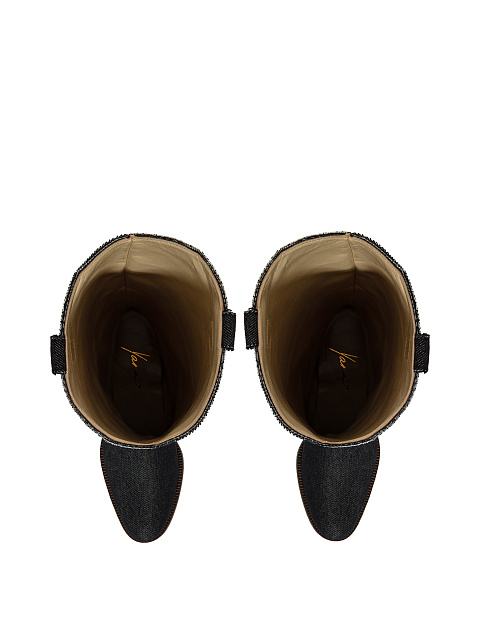 Dark Grey Denim Cowboy Boots, 4