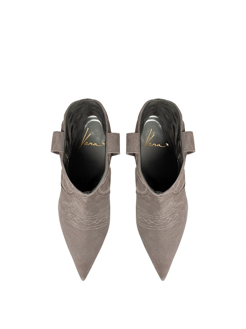 Grey Suede High Heel Cowboy Boots, 4
