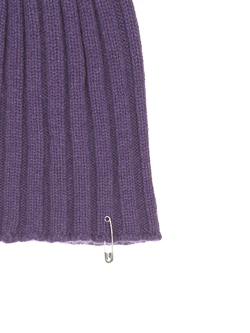 Purple Cashmere Safety Pin Beanie, 2