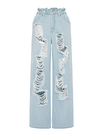 Light Blue Ripped Wide Leg Jeans, 1