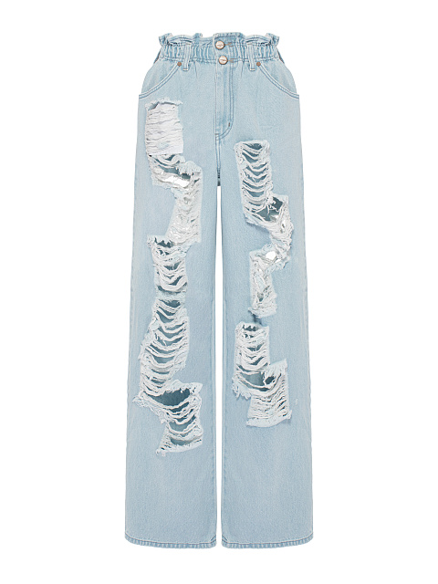 Light Blue Ripped Wide Leg Jeans, 1