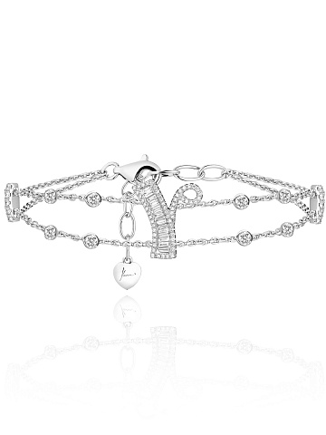 “Y” bracelet in white gold with diamonds , 1