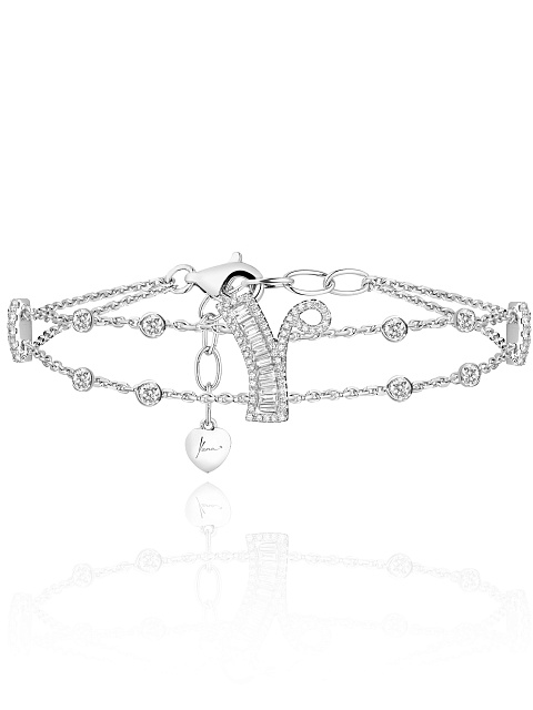 “Y” bracelet in white gold with diamonds , 1