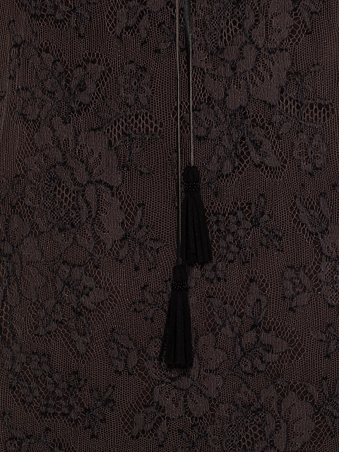 Grey-brown lace midi dress with leather, 4