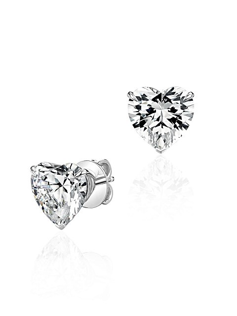 White Gold & Heart-cut Cubic Zirconia Studs, 1