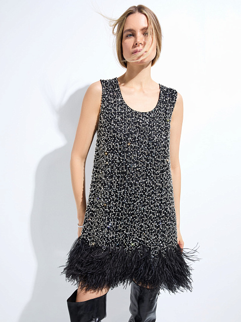 Mini dress with crystals and feathers, 4 Mini dress with crystals and feathers, 4