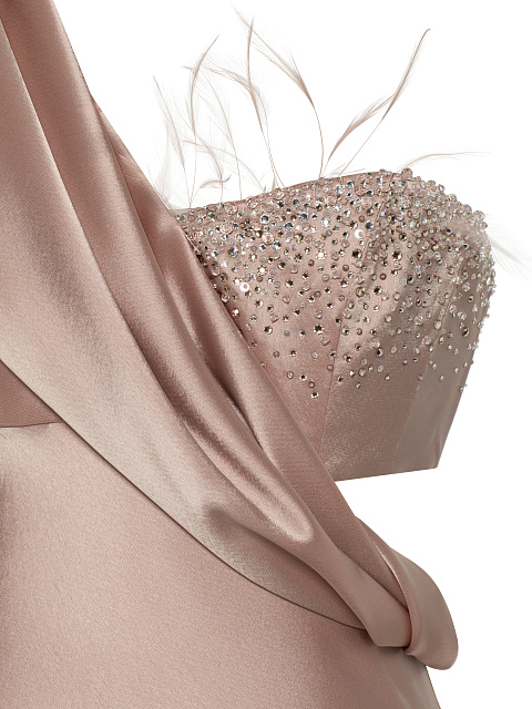 Dust Pink Asymmetric Draped Silk Maxi Dress, 6 Dust Pink Asymmetric Draped Silk Maxi Dress, 6