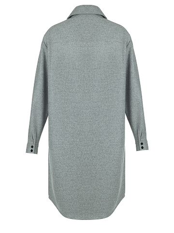 Grey Wool Long Overshirt, 2