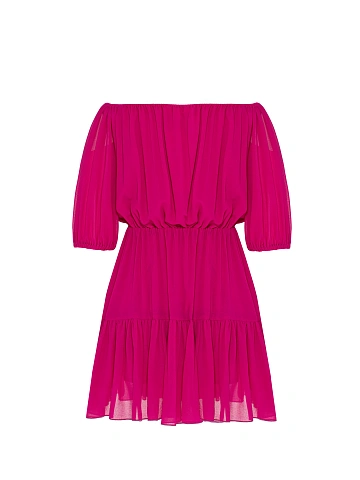 Fuchsia Off Shoulder Mini Dress, 2
