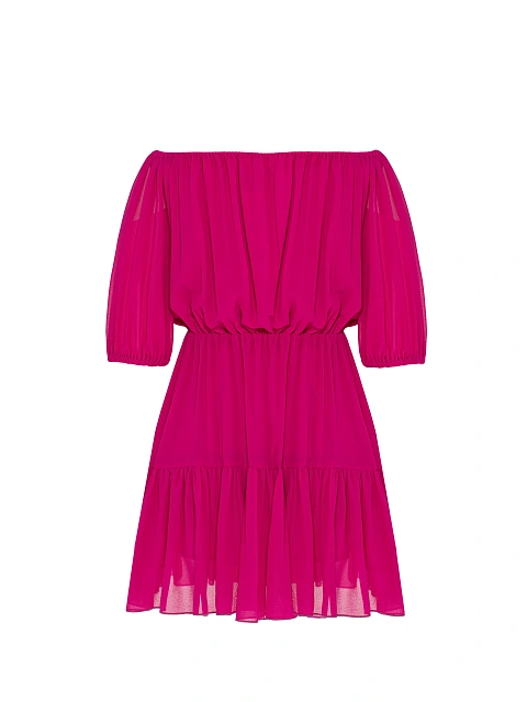 Fuchsia Off Shoulder Mini Dress, 2 Fuchsia Off Shoulder Mini Dress, 2