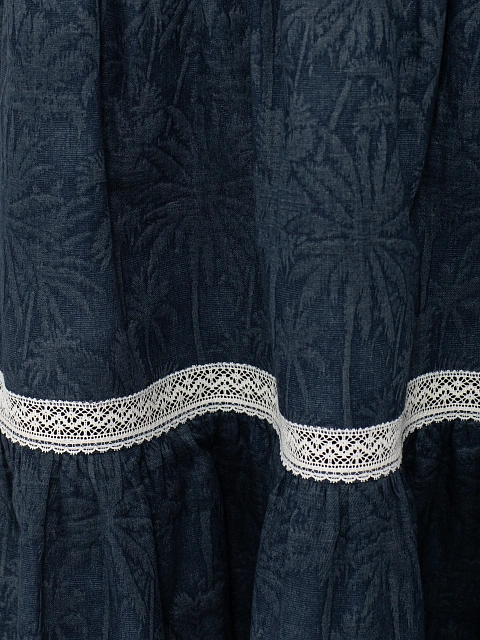 Blue Lace Trim Jacquard Midi Skirt, 4 Blue Lace Trim Jacquard Midi Skirt, 4
