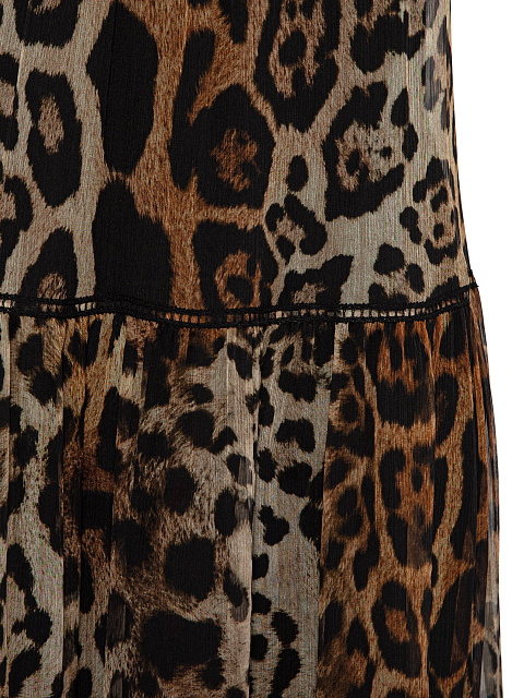 Brown Leopard Print Chiffon Maxi Dress, 4