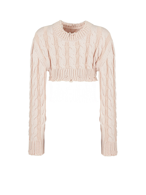 Light Pink Distressed Cable Knit Super Cropped Sweater, 1 Light Pink Distressed Cable Knit Super Cropped Sweater, 1