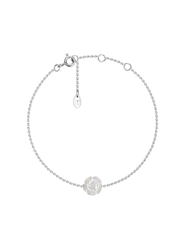 Bracelet made of white gold with a rose of white carved mother-of-pearl, 1