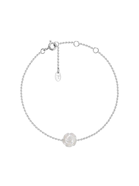 Bracelet made of white gold with a rose of white carved mother-of-pearl, 1