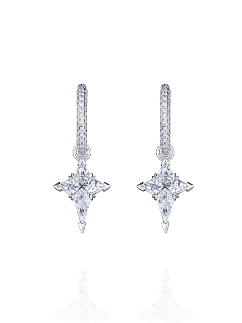 White gold hoops with diamonds, 6