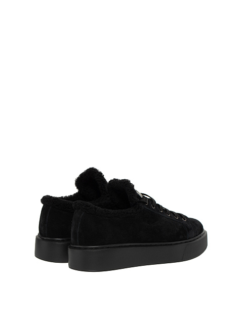 Black Suede & Shearling Sneakers, 3