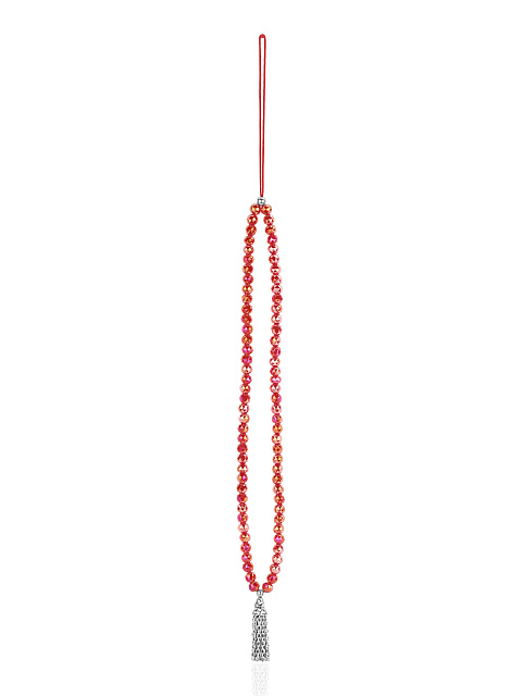 Phone charm with red mystic quartz beads, 1