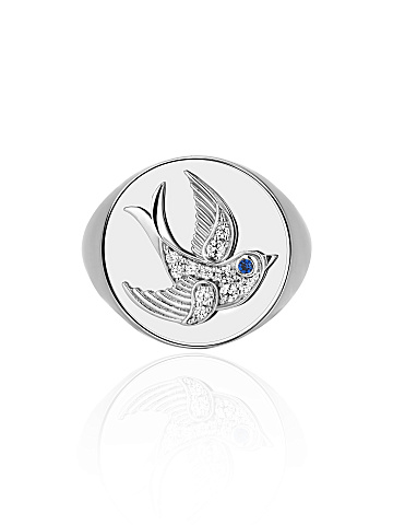 Blue Cubic Zirconia & Cubic Zirconia & Silver Ring, 2