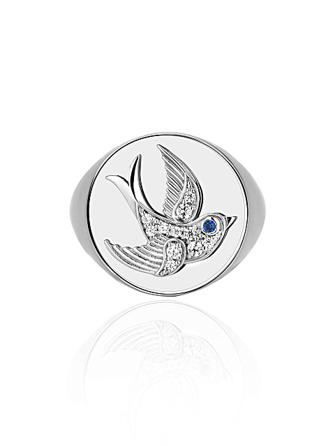 Blue Cubic Zirconia & Cubic Zirconia & Silver Ring, 2