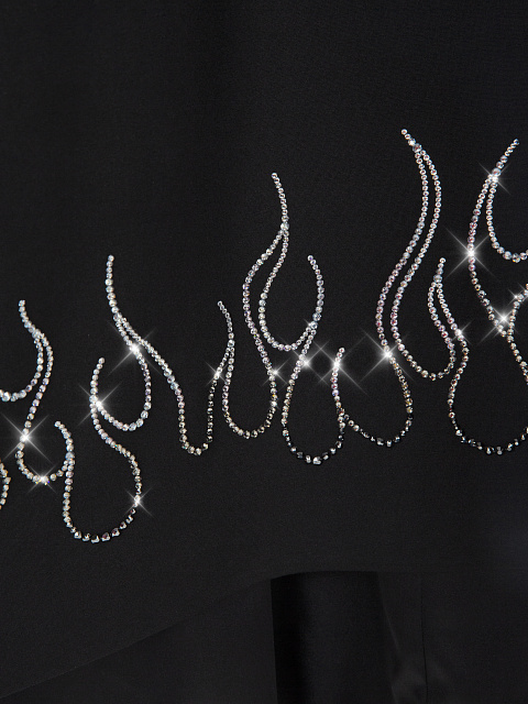 Black Rayon Rhinestones Midi Dress, 3 Black Rayon Rhinestones Midi Dress, 3