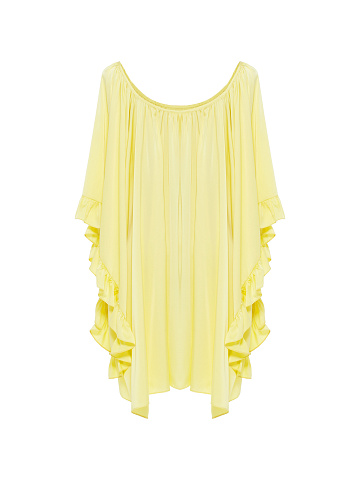 Yellow Rayon Ruffled Mini Dress, 1
