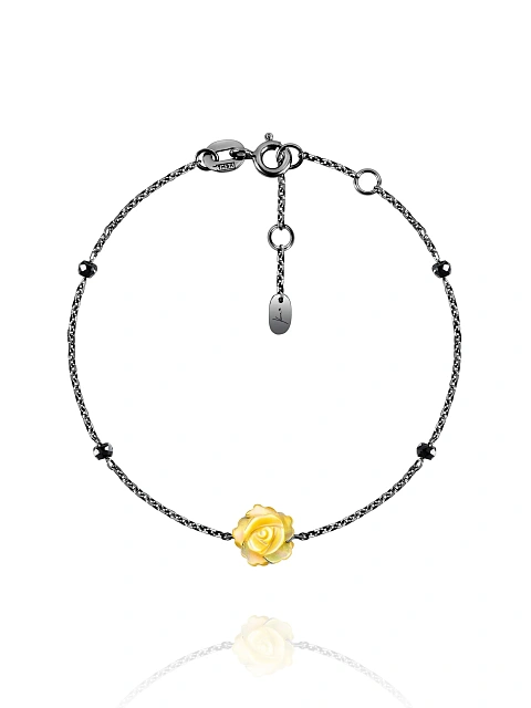 Oxidized gold bracelet with mother-of-pearl and spinel, 1