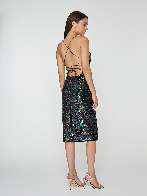 Black Sequin Velvet Midi Dress, 7 Black Sequin Velvet Midi Dress, 7