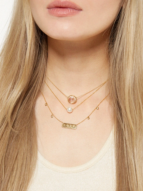 Yellow Gold & Rock Crystal "L" Pendant, 2