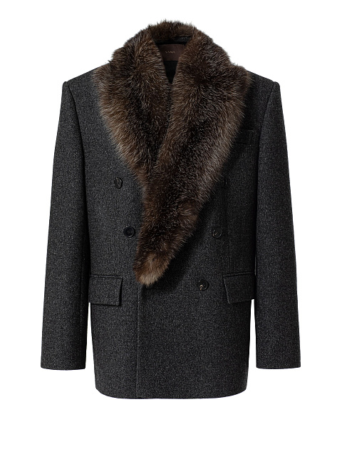Short coat with fur collar, 1