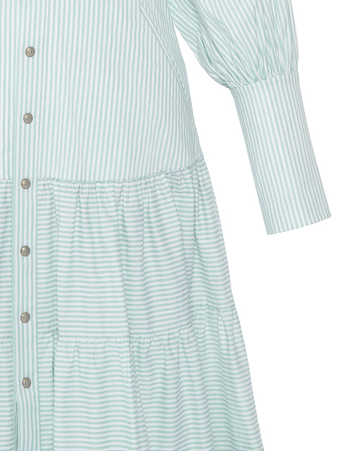 Light Green Striped Shirt Midi Dress, 3