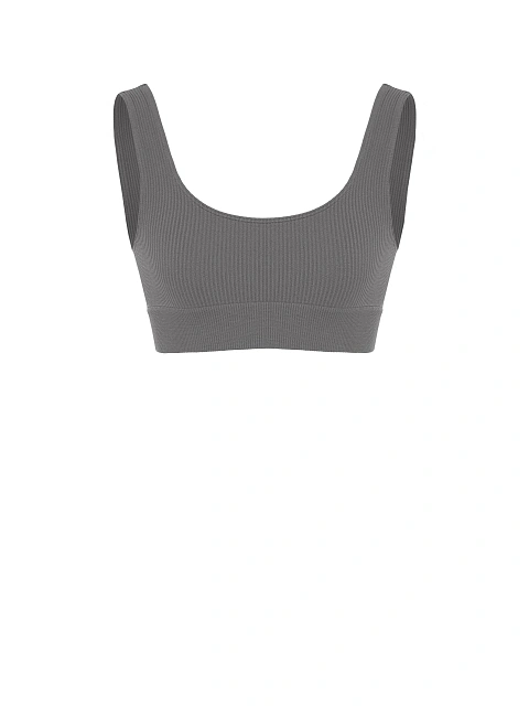 Grey Ribbed Jersey Sports Bra, 1 Grey Ribbed Jersey Sports Bra, 1
