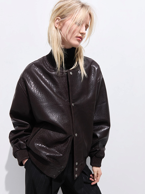 Brown leather bomber jacket, 2