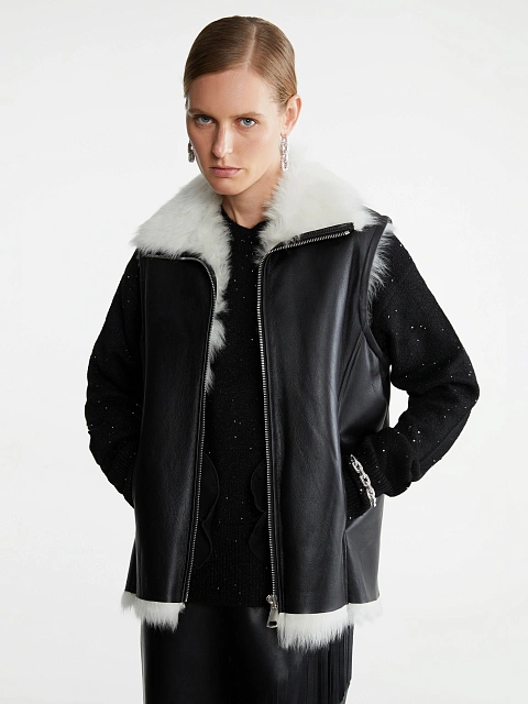 Black & White Shearling Vest, 11 Black & White Shearling Vest, 11