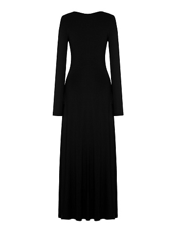 Black Rayon Jersey Maxi Dress, 2
