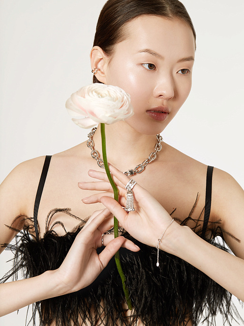 Silver & Cubic Zirkonia Tassel Ring, 7