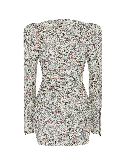 White Floral Print Cotton Mini Dress, 2 White Floral Print Cotton Mini Dress, 2