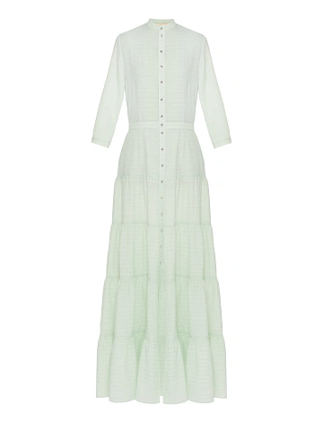 Light green checked chiffon maxi dress, 1