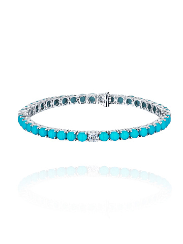White Gold, Diamonds & Turquoise Bracelet, 1