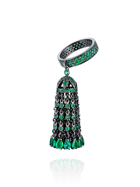 Black Gold & Emerald Tassel Ring, 1