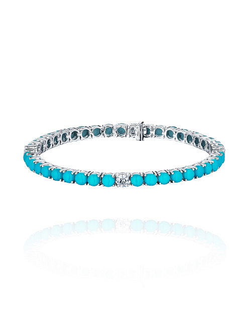 White Gold, Diamonds & Turquoise Bracelet, 1