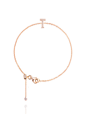 Rose Gold & Diamonds Letter "T" Bracelet, 1