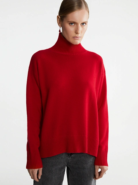 Red Royal Cashmere Turtleneck Sweater, 2