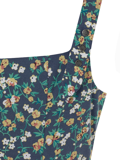 Blue cotton mini dress with floral print, 4 Blue cotton mini dress with floral print, 4