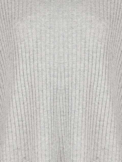 Grey Cashmere Ribbed Knit Sweater, 3