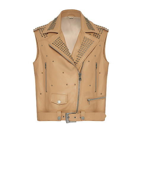 Light Beige Studded Leather Vest, 1 Light Beige Studded Leather Vest, 1