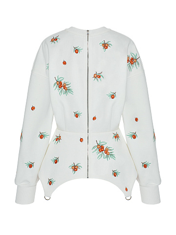 White footer sweatshirt with sea buckthorn embroidery, 2