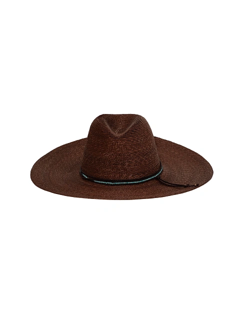 Brown Straw Hat With Amazonite & Leather Cord, 2 Brown Straw Hat With Amazonite & Leather Cord, 2