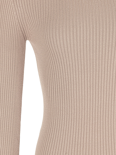 Light Beige Rib Knit Jersey Turtleneck, 4 Light Beige Rib Knit Jersey Turtleneck, 4