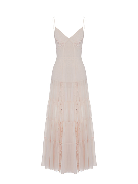 Light Pink Chiffon Maxi Dress, 1